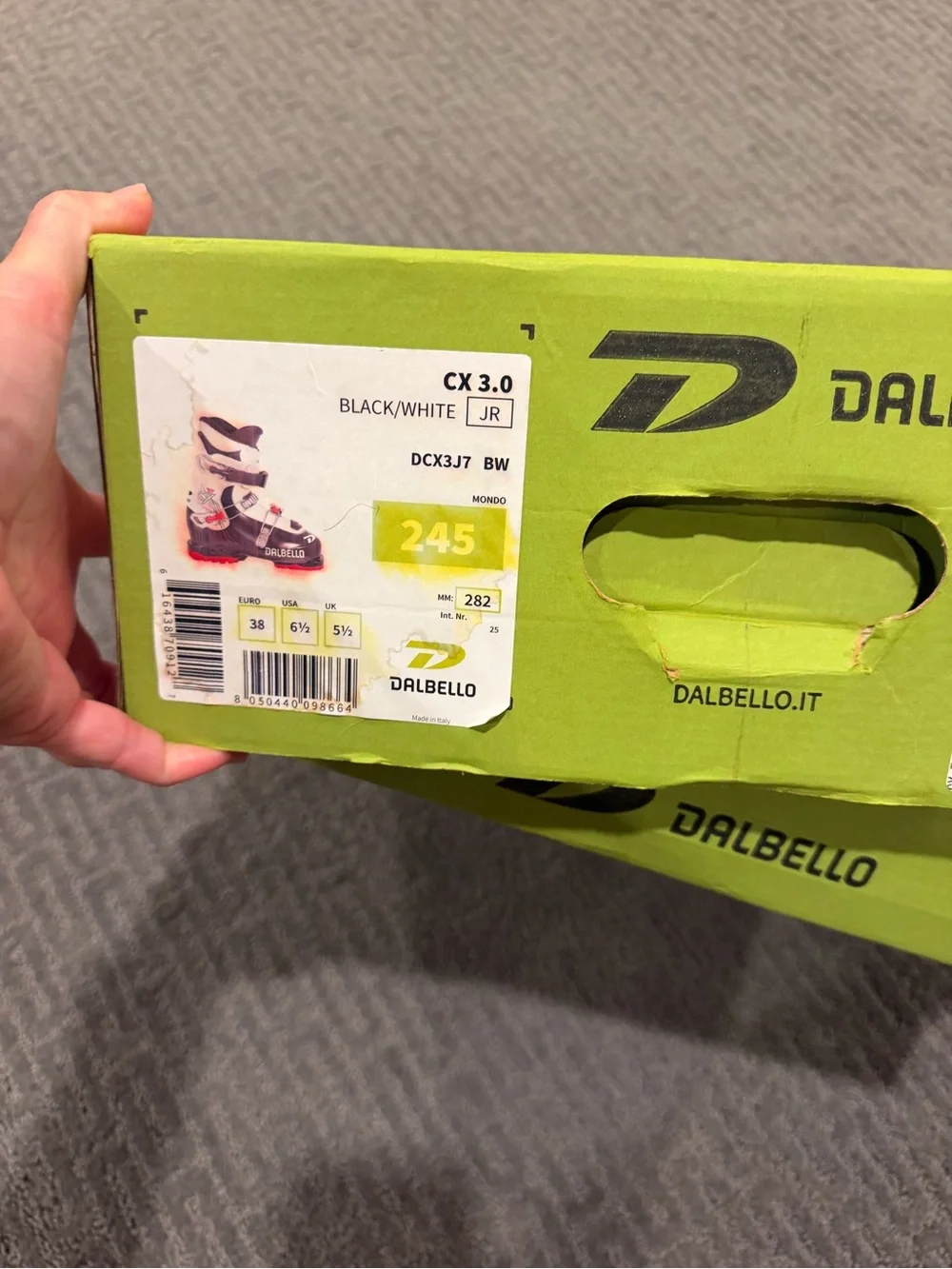 Dalbello Kids Black & White Ski Boots with Red Soles